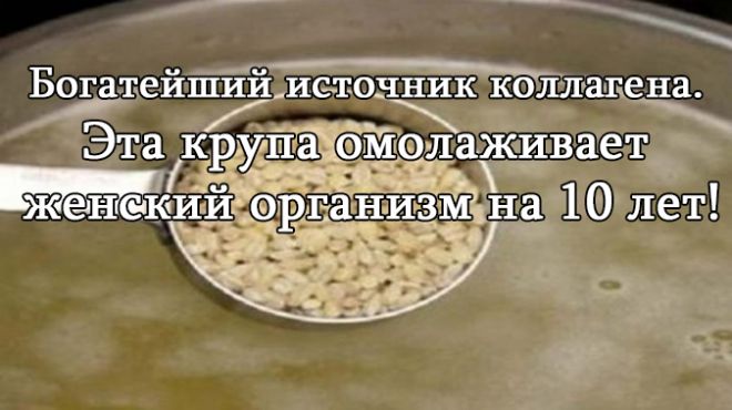 Богатейший источник коллагена. Эта крупа омолаживает женский организм на 10 лет!