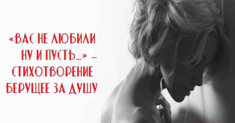 «Вас не любили ну и пусть…» — Стихотворение берущее за ДУШУ